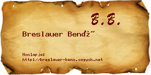 Breslauer Benő névjegykártya